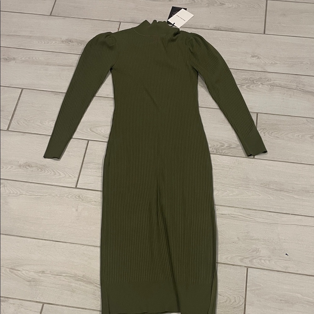 Who What Wear Olive Long Sleeve Dress